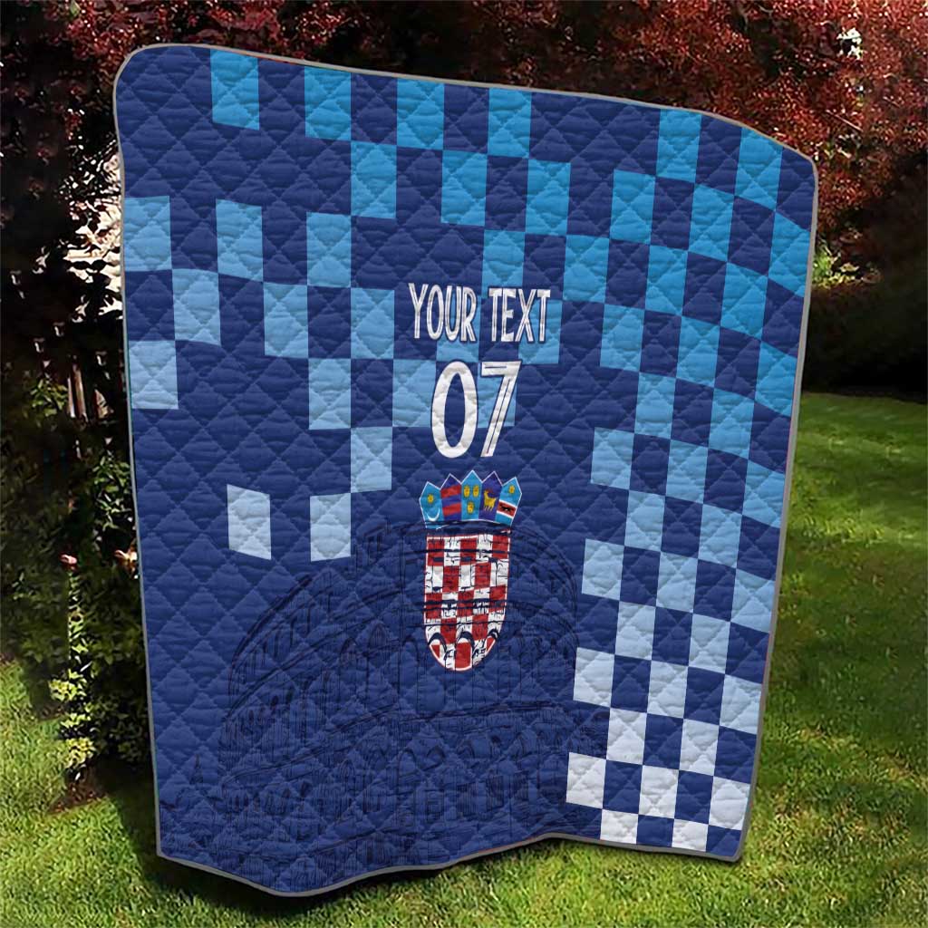 Croatia Football 2025 Custom Quilt Blue Hrvatska Kockasti - Pula Arena