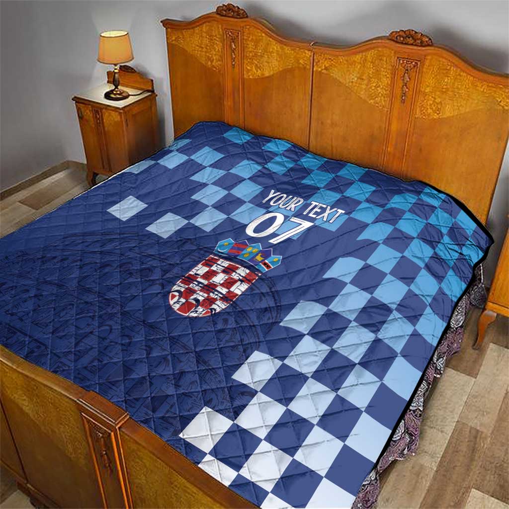 Croatia Football 2025 Custom Quilt Blue Hrvatska Kockasti - Pula Arena