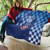 Croatia Football 2025 Custom Quilt Blue Hrvatska Kockasti - Pula Arena