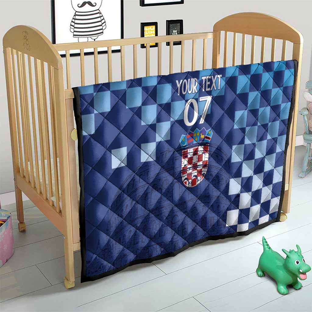 Croatia Football 2025 Custom Quilt Blue Hrvatska Kockasti - Pula Arena