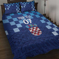 Croatia Football 2025 Custom Quilt Bed Set Blue Hrvatska Kockasti - Pula Arena