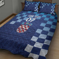Croatia Football 2025 Custom Quilt Bed Set Blue Hrvatska Kockasti - Pula Arena