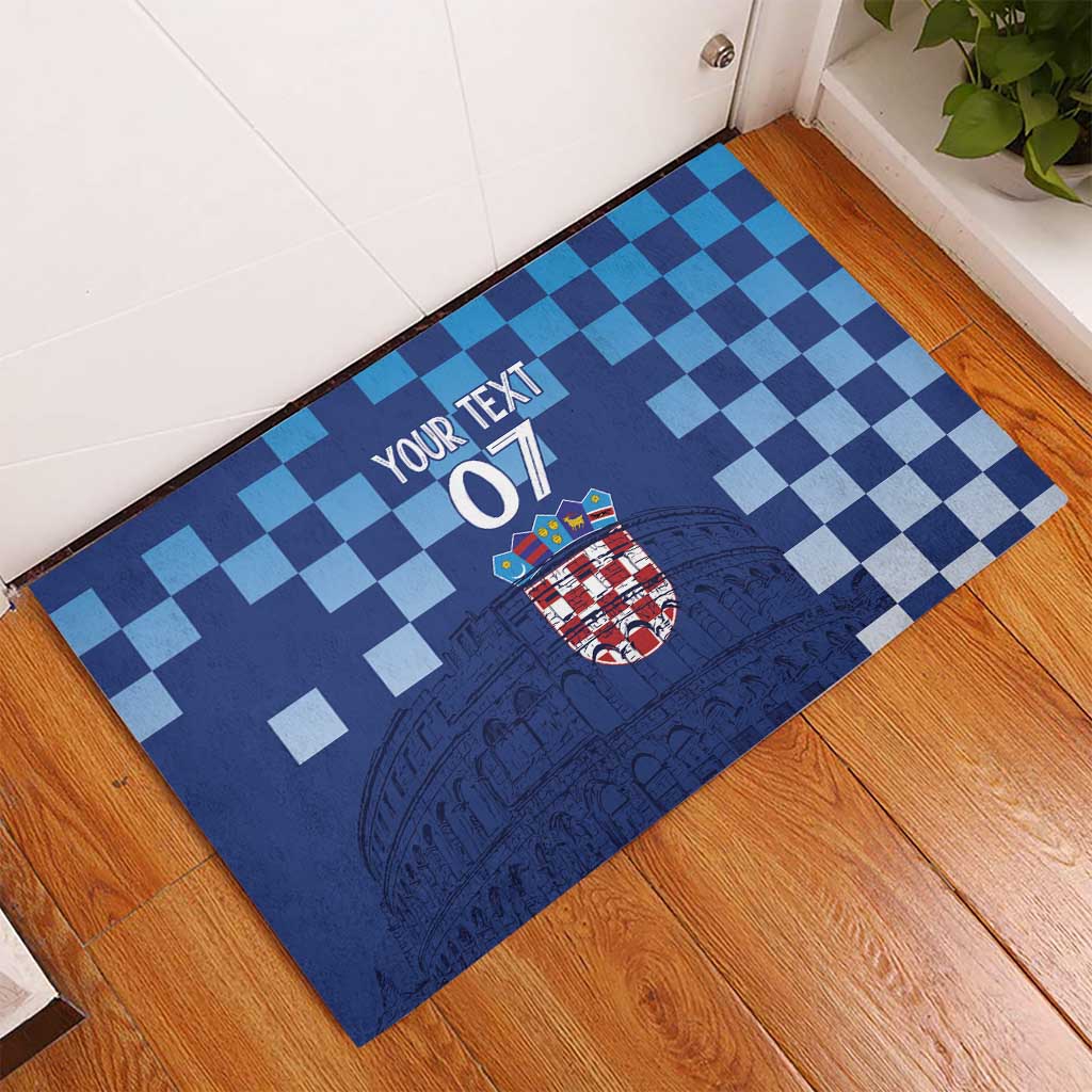 Croatia Football 2025 Custom Rubber Doormat Blue Hrvatska Kockasti - Pula Arena