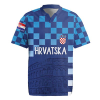 Croatia Football 2025 Custom Rugby Jersey Blue Hrvatska Kockasti - Pula Arena
