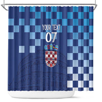 Croatia Football 2025 Custom Shower Curtain Blue Hrvatska Kockasti - Pula Arena