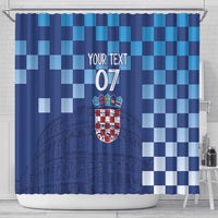 Croatia Football 2025 Custom Shower Curtain Blue Hrvatska Kockasti - Pula Arena