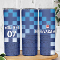 Croatia Football 2025 Custom Skinny Tumbler Blue Hrvatska Kockasti - Pula Arena