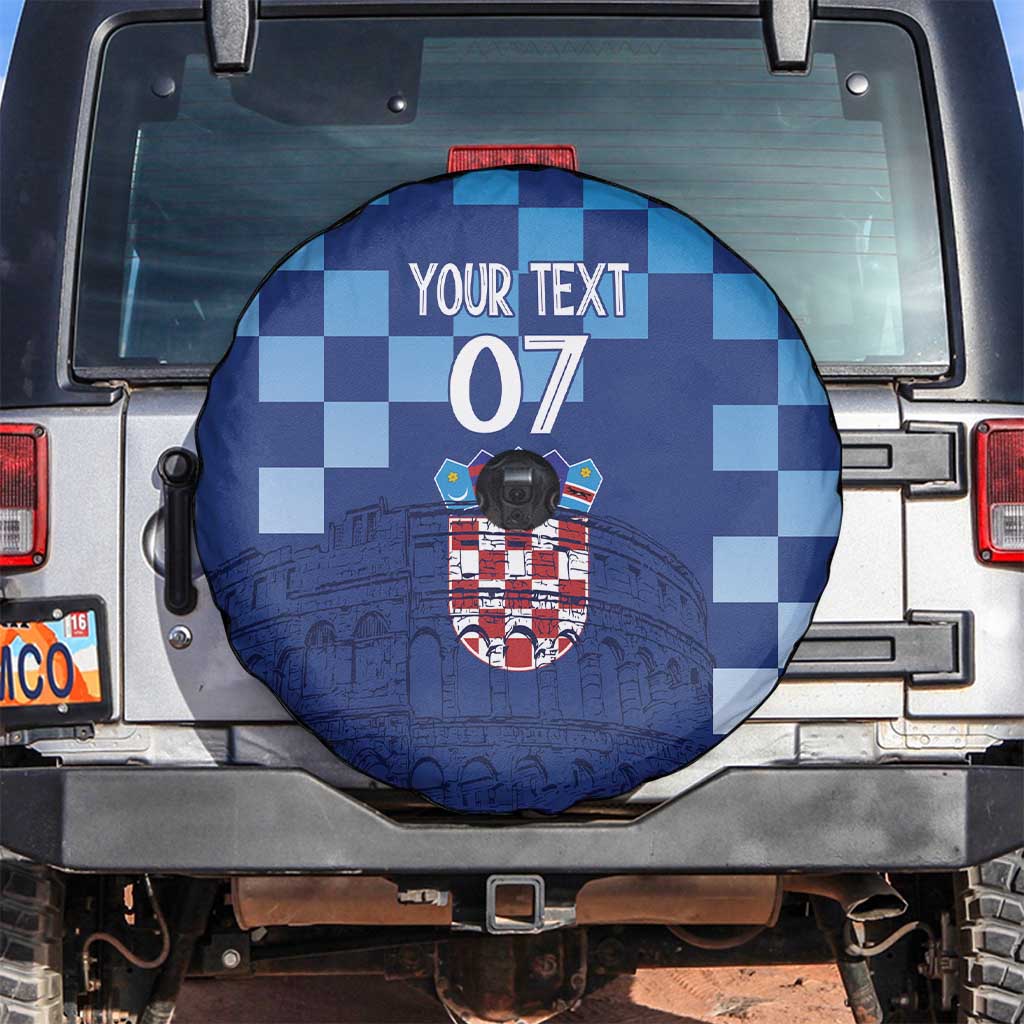 Croatia Football 2025 Custom Spare Tire Cover Blue Hrvatska Kockasti - Pula Arena