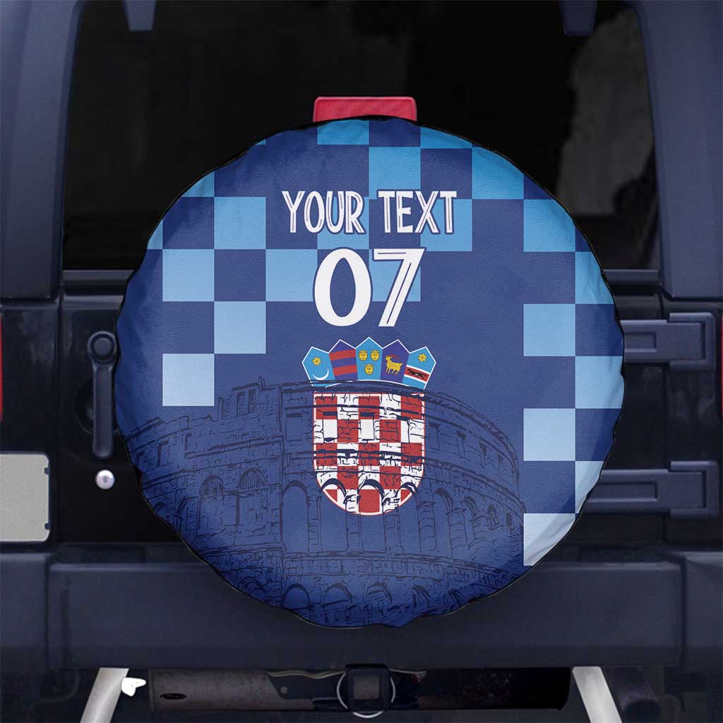 Croatia Football 2025 Custom Spare Tire Cover Blue Hrvatska Kockasti - Pula Arena