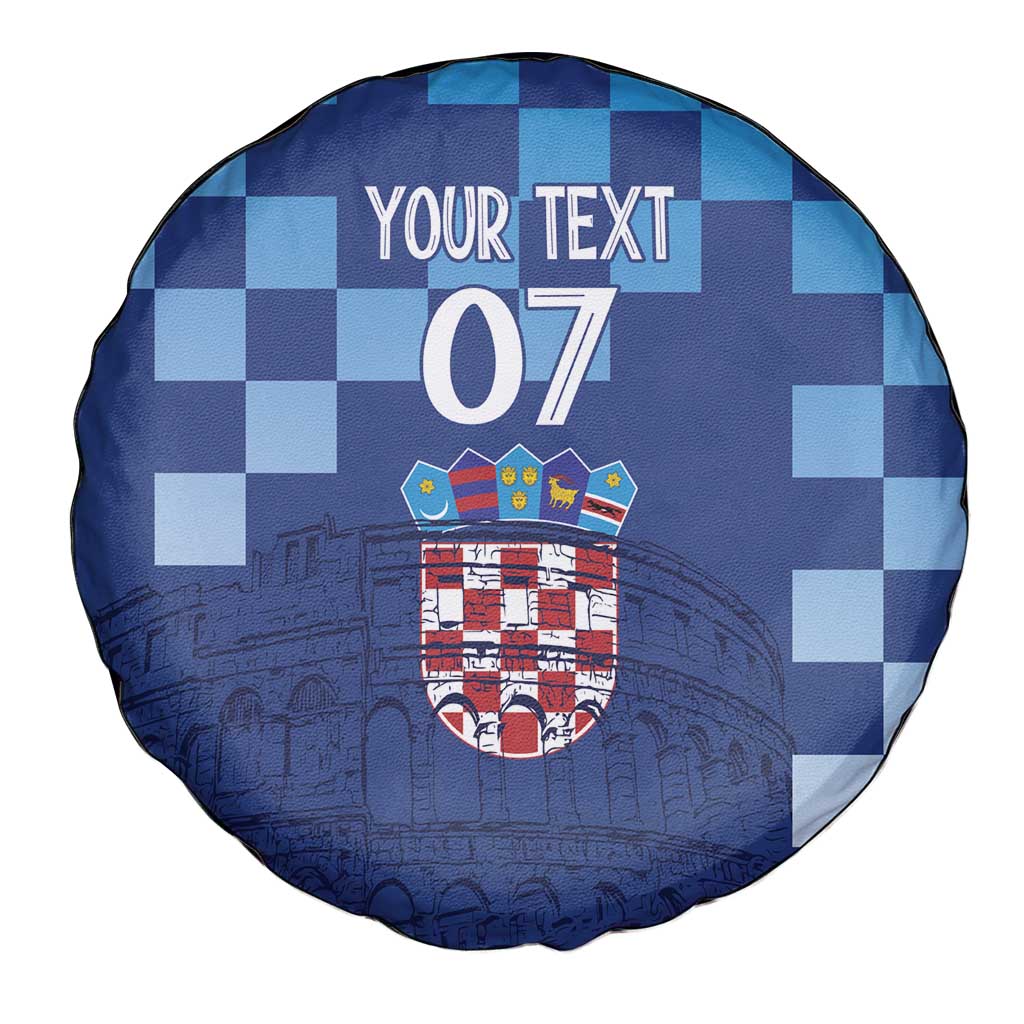 Croatia Football 2025 Custom Spare Tire Cover Blue Hrvatska Kockasti - Pula Arena