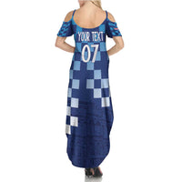 Croatia Football 2025 Custom Summer Maxi Dress Blue Hrvatska Kockasti - Pula Arena
