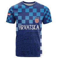 Croatia Football 2025 Custom T Shirt Blue Hrvatska Kockasti - Pula Arena