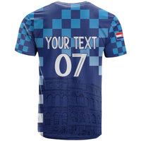 Croatia Football 2025 Custom T Shirt Blue Hrvatska Kockasti - Pula Arena