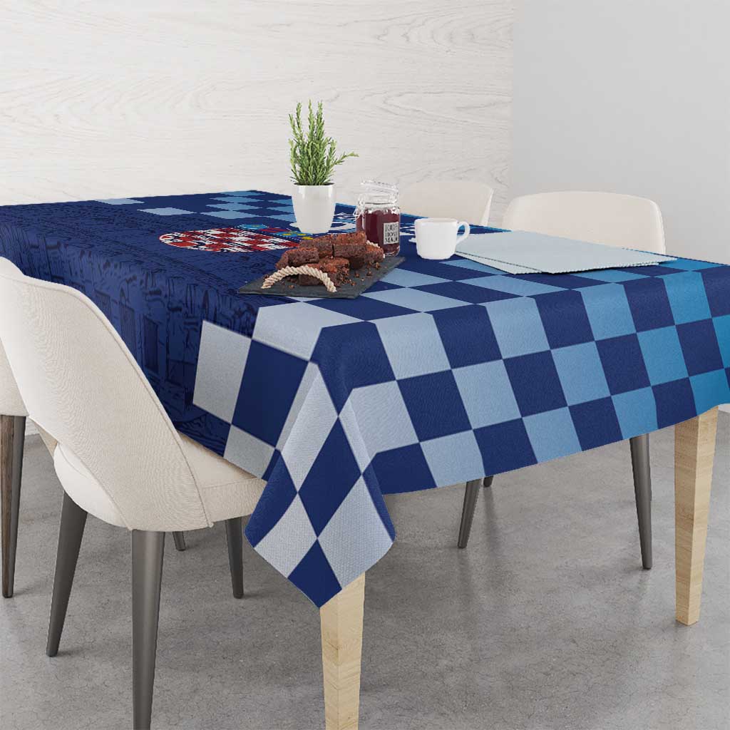 Croatia Football 2025 Custom Tablecloth Blue Hrvatska Kockasti - Pula Arena