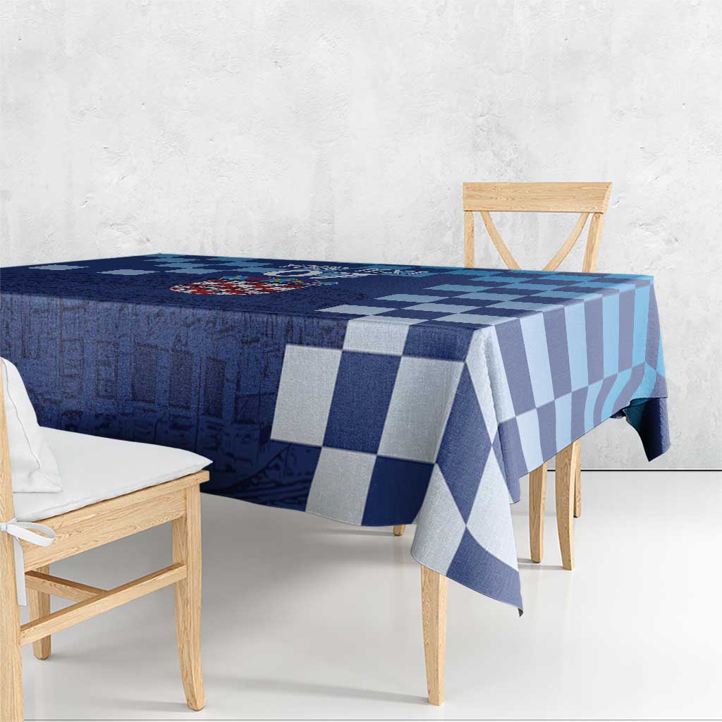Croatia Football 2025 Custom Tablecloth Blue Hrvatska Kockasti - Pula Arena