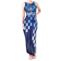 Croatia Football 2025 Custom Tank Maxi Dress Blue Hrvatska Kockasti - Pula Arena
