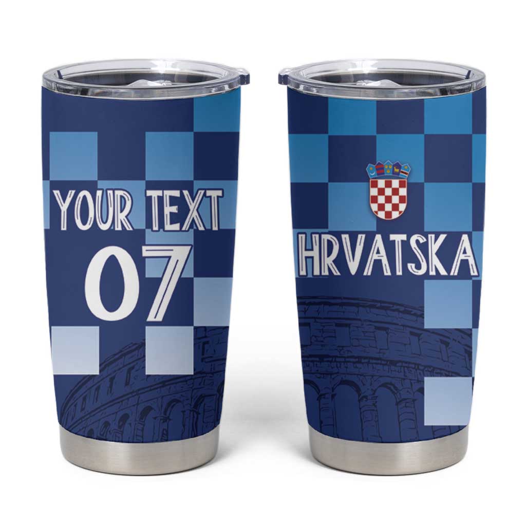 Croatia Football 2025 Custom Tumbler Cup Blue Hrvatska Kockasti - Pula Arena