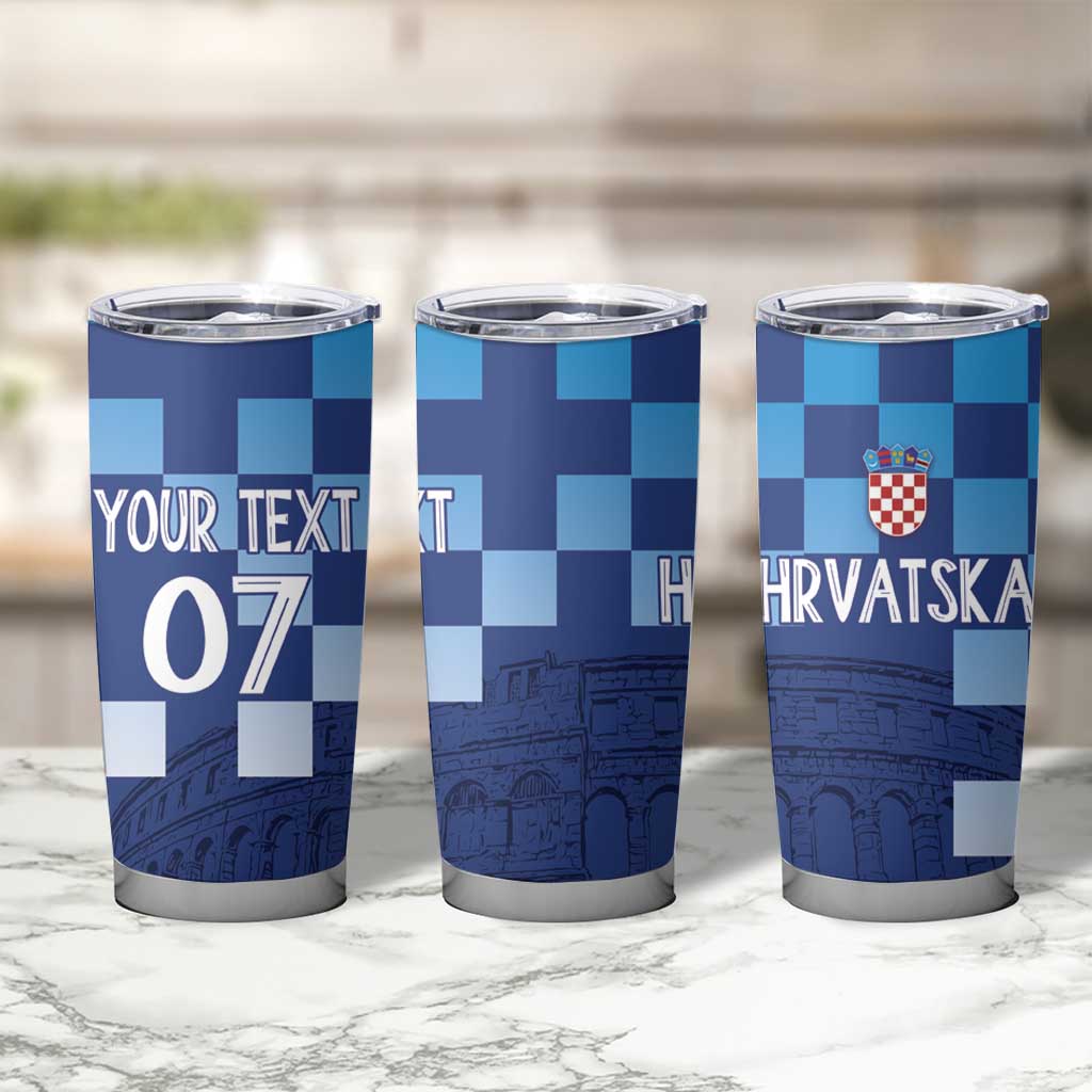 Croatia Football 2025 Custom Tumbler Cup Blue Hrvatska Kockasti - Pula Arena