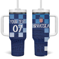Croatia Football 2025 Custom Tumbler With Handle Blue Hrvatska Kockasti - Pula Arena