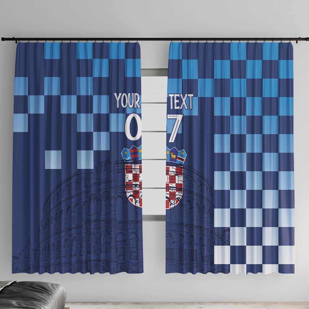 Croatia Football 2025 Custom Window Curtain Blue Hrvatska Kockasti - Pula Arena