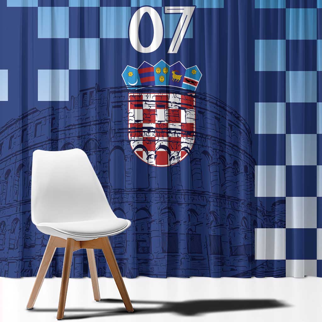 Croatia Football 2025 Custom Window Curtain Blue Hrvatska Kockasti - Pula Arena