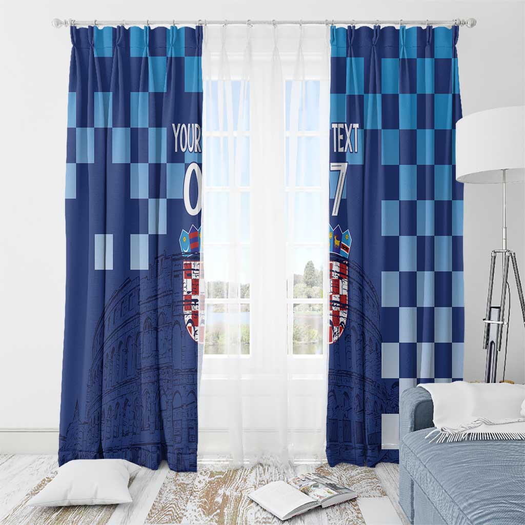 Croatia Football 2025 Custom Window Curtain Blue Hrvatska Kockasti - Pula Arena