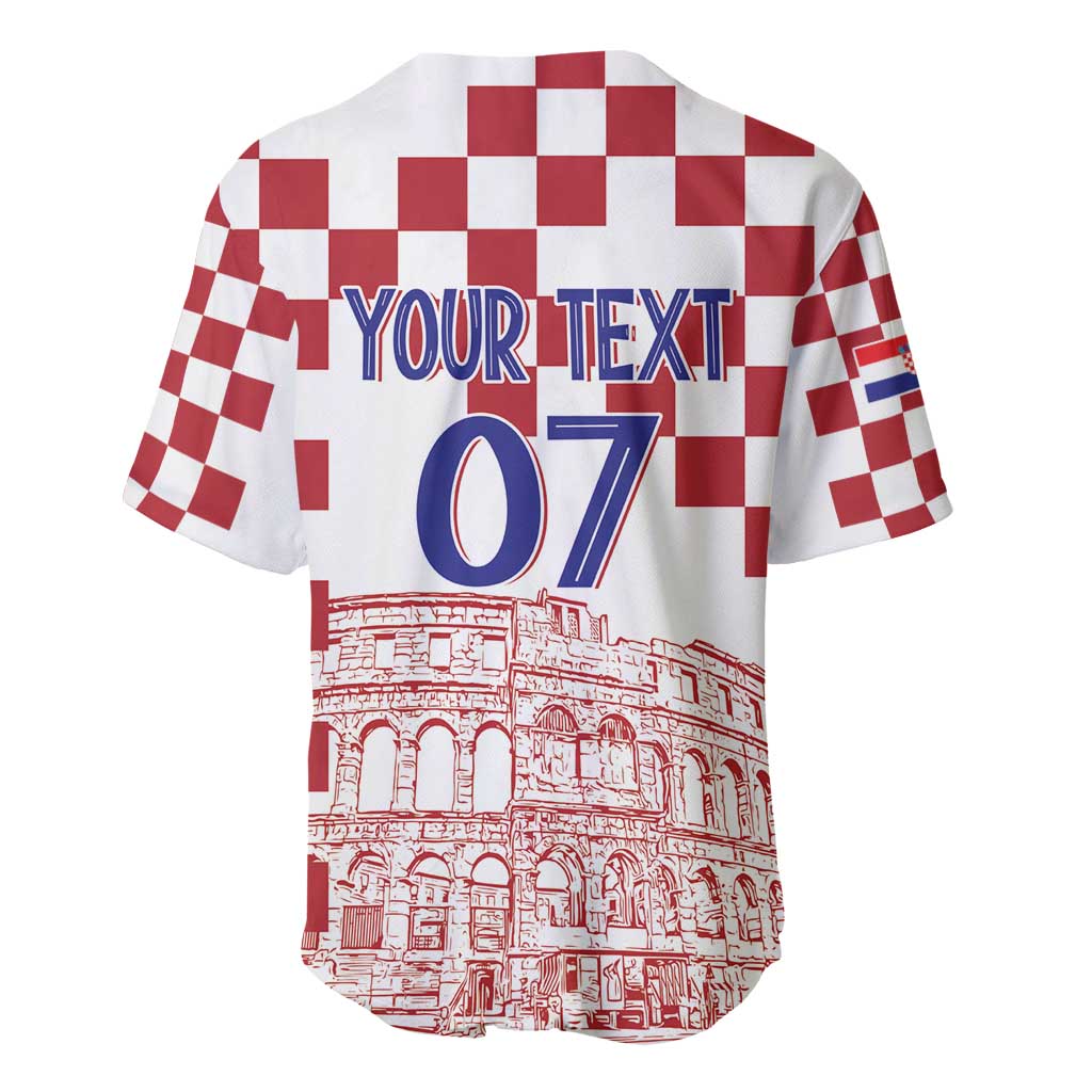 Croatia Football 2025 Custom Baseball Jersey White Hrvatska Kockasti - Pula Arena