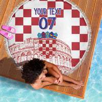 Croatia Football 2025 Custom Beach Blanket White Hrvatska Kockasti - Pula Arena
