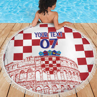 Croatia Football 2025 Custom Beach Blanket White Hrvatska Kockasti - Pula Arena