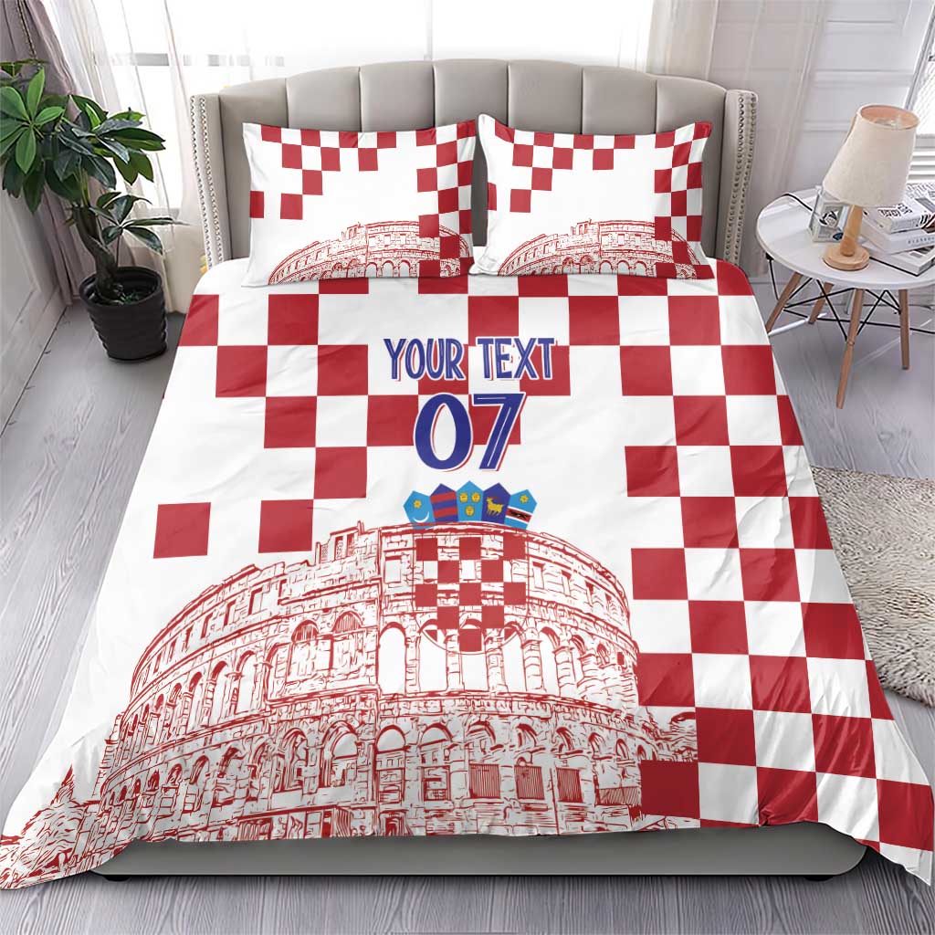 Croatia Football 2025 Custom Bedding Set White Hrvatska Kockasti - Pula Arena