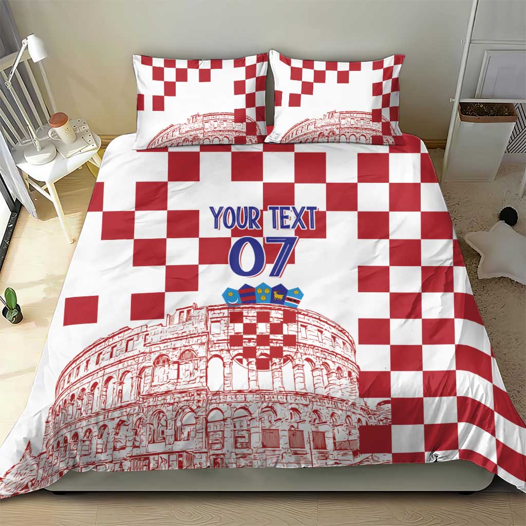 Croatia Football 2025 Custom Bedding Set White Hrvatska Kockasti - Pula Arena