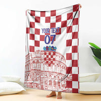 Croatia Football 2025 Custom Blanket White Hrvatska Kockasti - Pula Arena