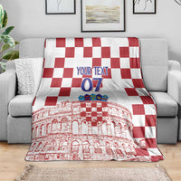 Croatia Football 2025 Custom Blanket White Hrvatska Kockasti - Pula Arena