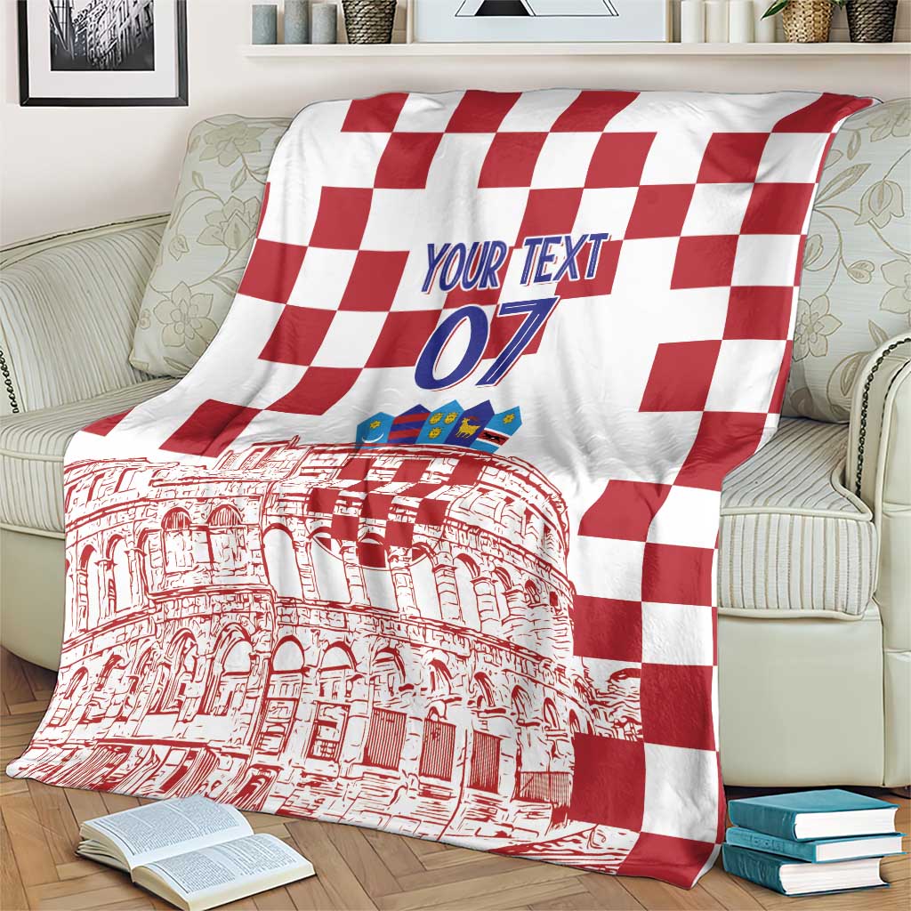 Croatia Football 2025 Custom Blanket White Hrvatska Kockasti - Pula Arena