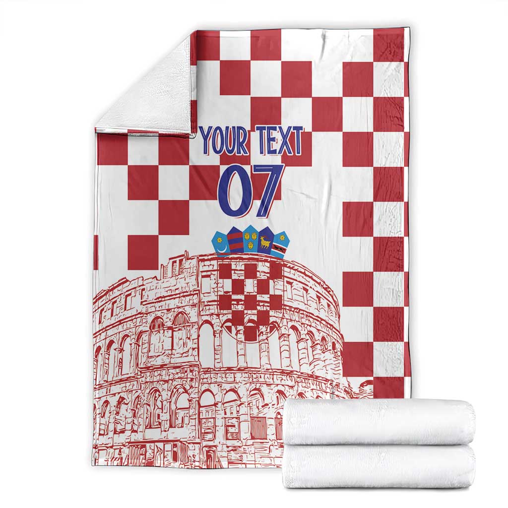 Croatia Football 2025 Custom Blanket White Hrvatska Kockasti - Pula Arena