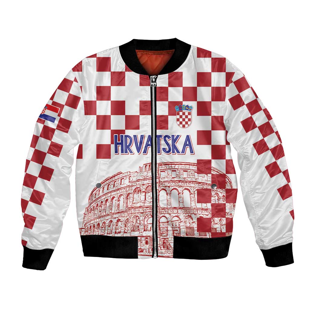 Croatia Football 2025 Custom Bomber Jacket White Hrvatska Kockasti - Pula Arena