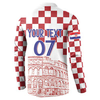 Croatia Football 2025 Custom Button Sweatshirt White Hrvatska Kockasti - Pula Arena