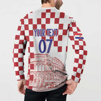 Croatia Football 2025 Custom Button Sweatshirt White Hrvatska Kockasti - Pula Arena
