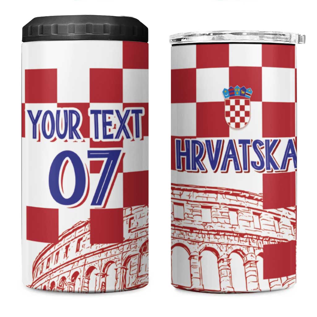 Croatia Football 2025 Custom 4 in 1 Can Cooler Tumbler White Hrvatska Kockasti - Pula Arena