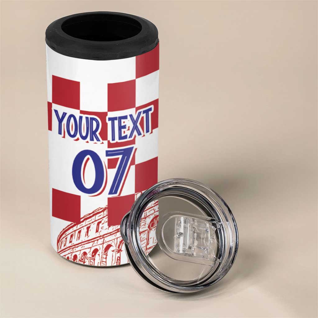 Croatia Football 2025 Custom 4 in 1 Can Cooler Tumbler White Hrvatska Kockasti - Pula Arena