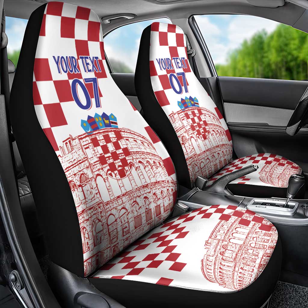 Croatia Football 2025 Custom Car Seat Cover White Hrvatska Kockasti - Pula Arena