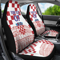 Croatia Football 2025 Custom Car Seat Cover White Hrvatska Kockasti - Pula Arena