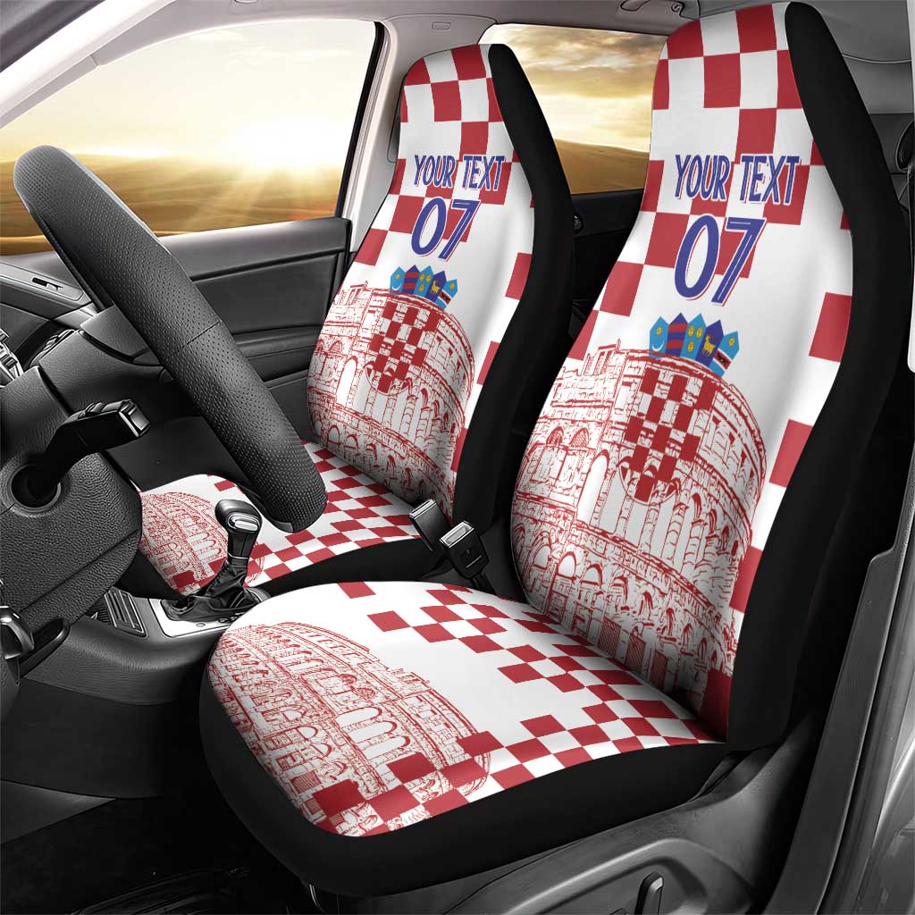 Croatia Football 2025 Custom Car Seat Cover White Hrvatska Kockasti - Pula Arena
