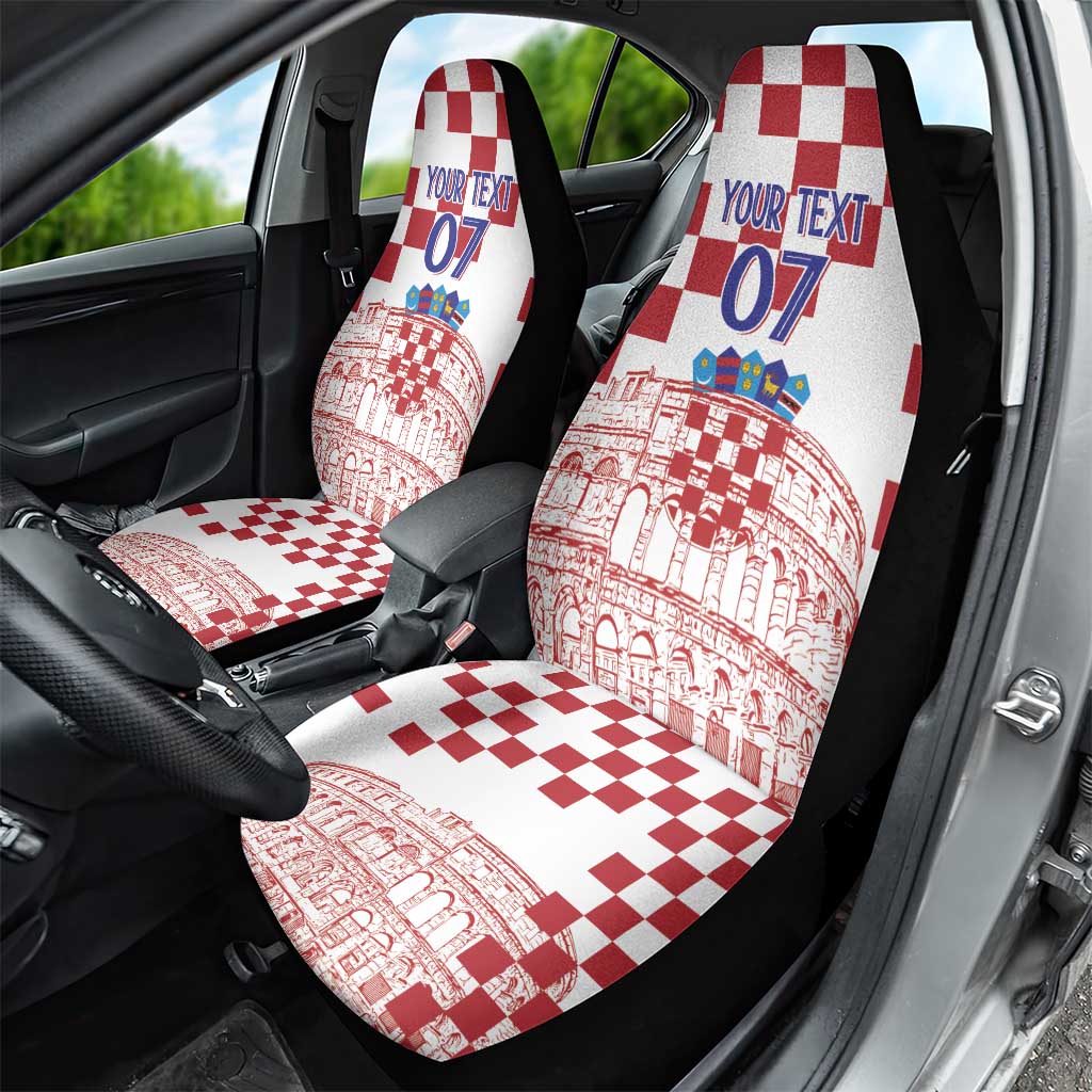 Croatia Football 2025 Custom Car Seat Cover White Hrvatska Kockasti - Pula Arena