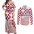 Croatia Football 2025 Custom Couples Matching Off Shoulder Maxi Dress and Long Sleeve Button Shirt White Hrvatska Kockasti - Pula Arena
