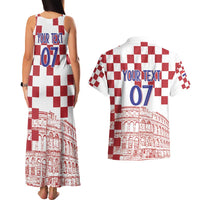 Croatia Football 2025 Custom Couples Matching Tank Maxi Dress and Hawaiian Shirt White Hrvatska Kockasti - Pula Arena