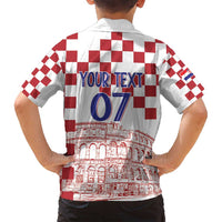 Croatia Football 2025 Custom Family Matching Long Sleeve Bodycon Dress and Hawaiian Shirt White Hrvatska Kockasti - Pula Arena
