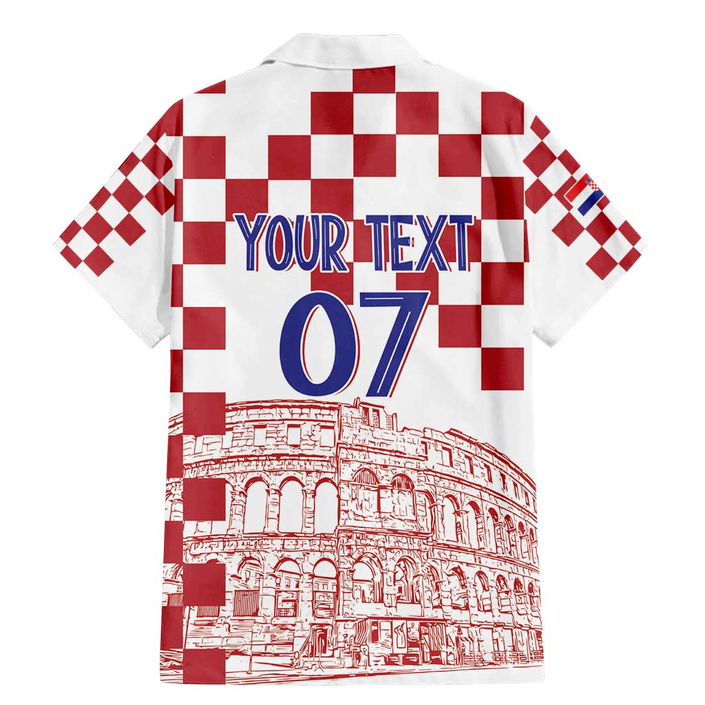 Croatia Football 2025 Custom Family Matching Mermaid Dress and Hawaiian Shirt White Hrvatska Kockasti - Pula Arena