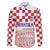 Croatia Football 2025 Custom Family Matching Off The Shoulder Long Sleeve Dress and Hawaiian Shirt White Hrvatska Kockasti - Pula Arena