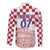 Croatia Football 2025 Custom Family Matching Off The Shoulder Long Sleeve Dress and Hawaiian Shirt White Hrvatska Kockasti - Pula Arena